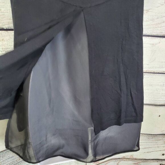 Black Sheer Hem Layered Short Sleeve Tunic Size M (Made to Make You Feel Pretty) - Picture 4 of 8